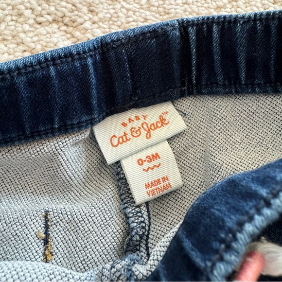 0-3M Cat & Jack 2 Pairs Of Pants Blue Jeggings & Maroon Sweatpants - Picture 2 of 4